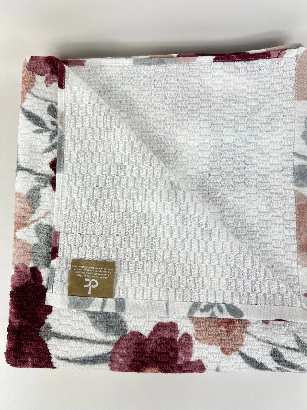 Deborah Connolly Bath Towel Set Burgundy Gray White Floral Extra Soft 6 Pc NEW